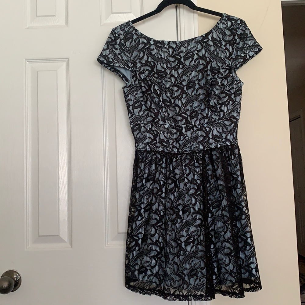Blue and Black Lace Dress